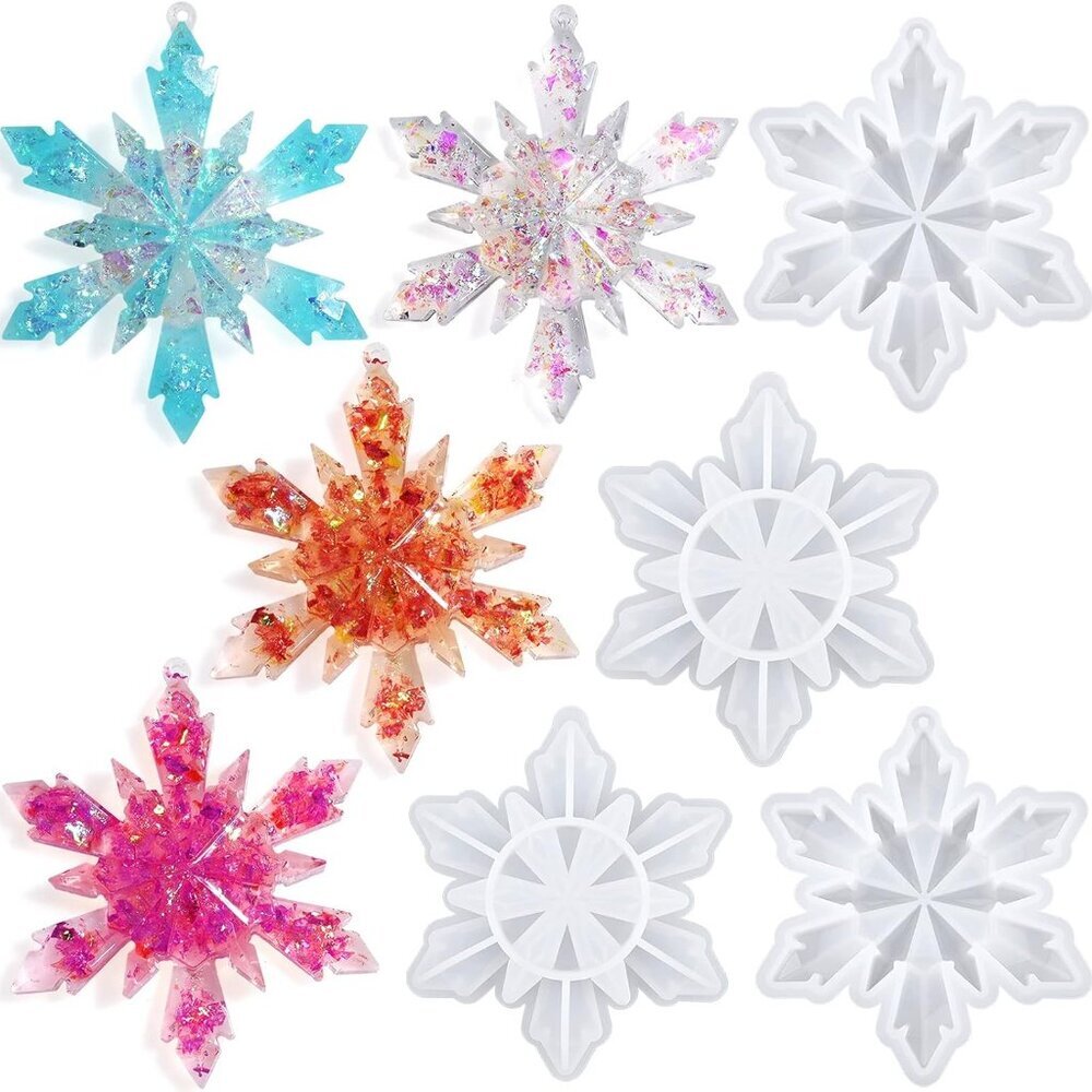 Christmas Resin Molds Silicone - 4 Pcs Big Snowflake Resin Mold, Christmas Ornam
